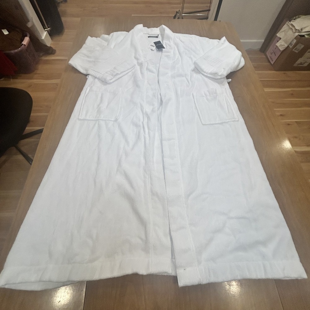 Lauren Ralph Lauren Robe Womens L White Terry 3/4 Sleeve Bathrobe NWT *NO BELT